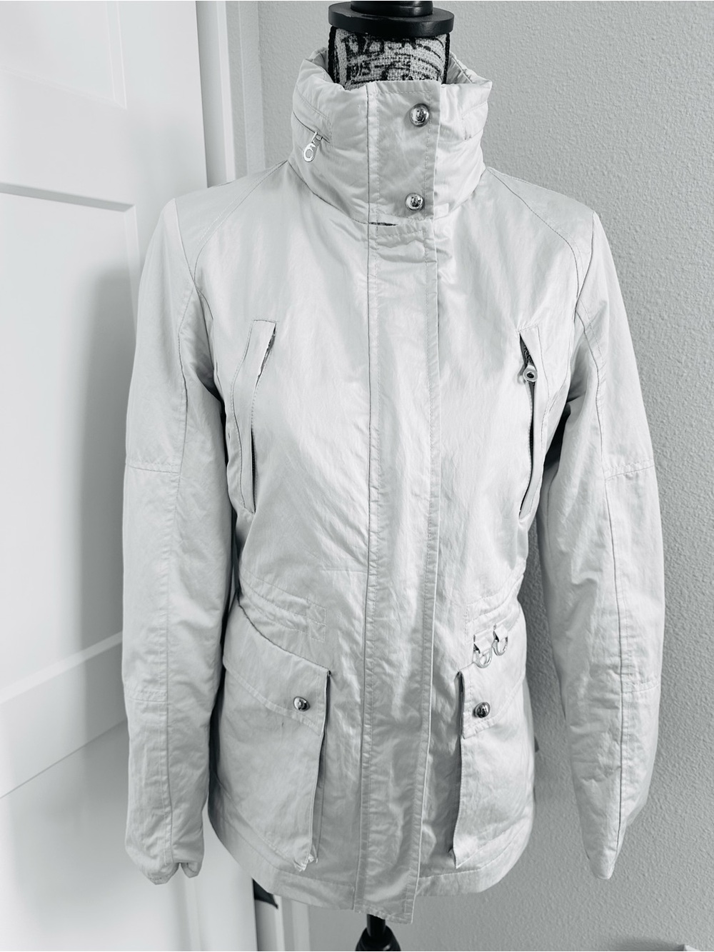 Zara Light Grey Utility Windbreaker with High Collar